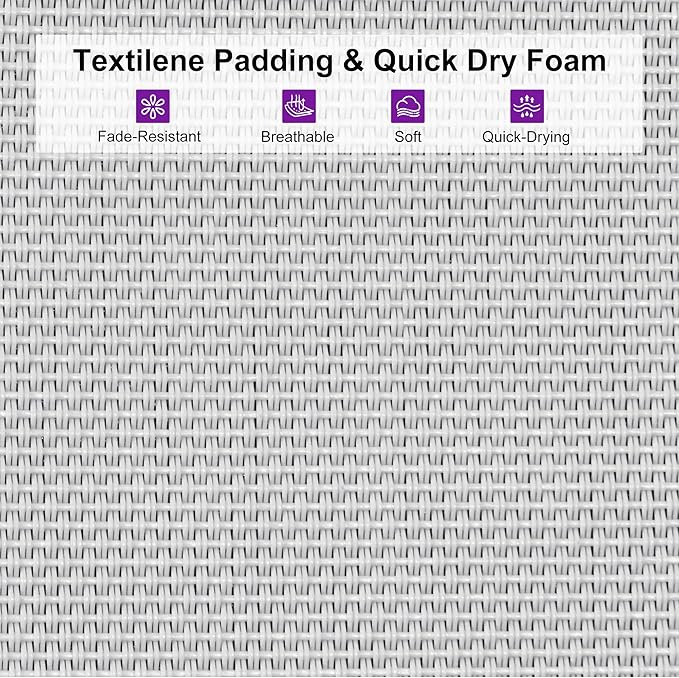 PURPLE LEAF Outdoor Chaise Lounge Set Adjustable Sunbathing Recliner with Armrest and Side Table for Poolside Beach Outside Patio Aluminum Chaise Lounger Cream