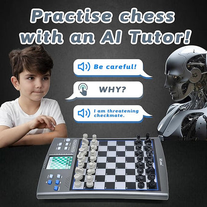 iCore Electronic Chess Set, Talking Computer Chess Board, 100 Preset Exercises, 5 Levels, 40 Famous Electronic Chess Games for Kids & Adults