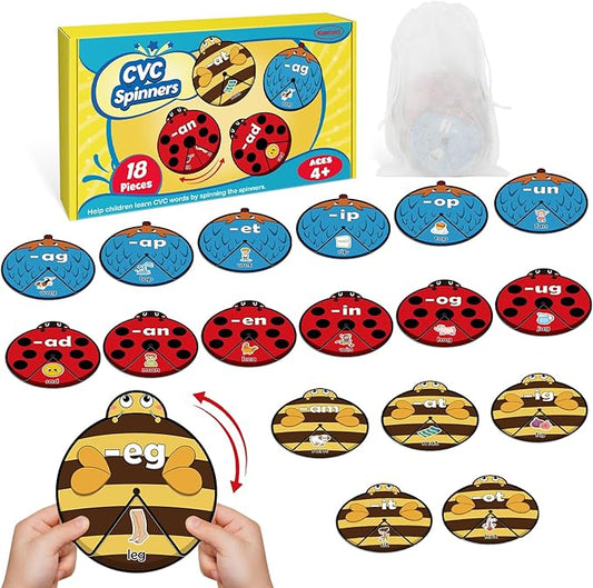 CVC Word Cards,CVC Word Games,Phonics Games,Speech Therapy Toys for Toddlers Kids,Learn to Read,Spelling Reading Learning Game,Kindergarten Preschool Learning Activities Educational Toy