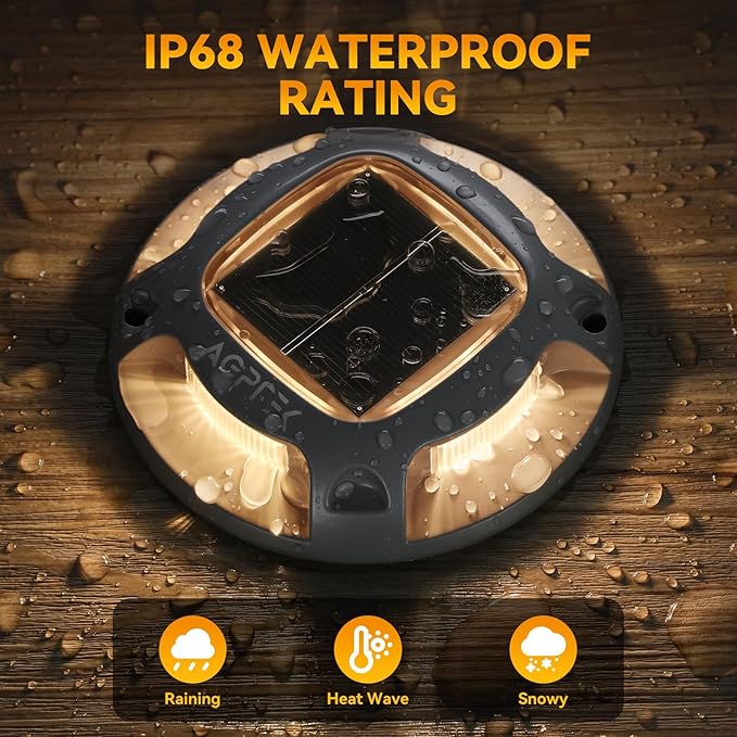 AGPTEK Solar Driveway Light 1 Pack, 2 Colors in 1 Outdoor Solar Deck Dock Marine Waterproof LED Driveway Marker Security Lights for Outside Pathway,Boat Dock,Step,Walkway,Path,Garden