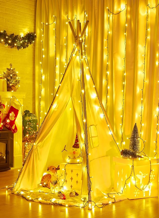 Minetom Christmas Lights, 128ft 400 LED Outdoor Christmas Tree Lights with Remote, 8 Modes Christmas String Lights Plug-in Mini Xmas Tree Lights with Timer for Outside Party Decor, Warm White