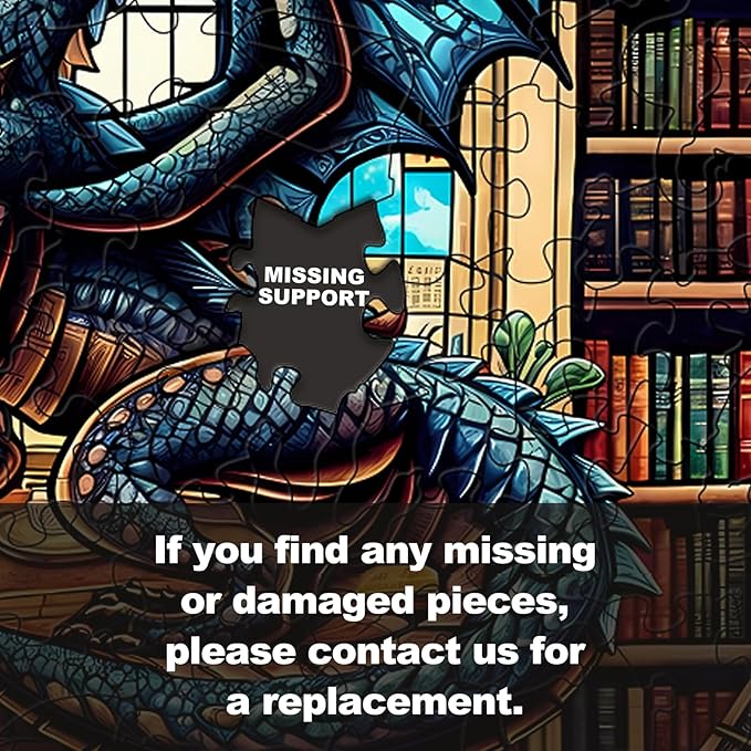 WOODBESTS Wooden Puzzles for Adults (200 Piece, M, 11.4"x11.4") Dragon's Library Wood Puzzle Adult, Unique Wooden Animal Jigsaw Puzzles, Family Game and Birthday Gifts for Friend