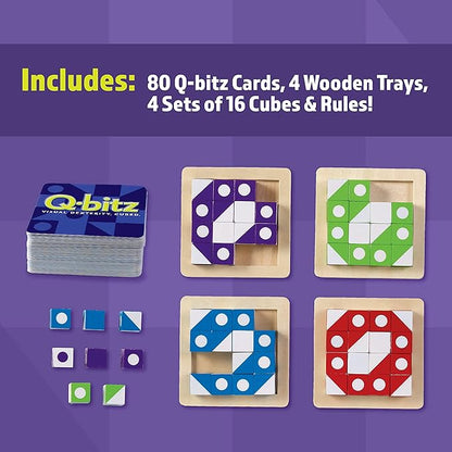 Mindware Q-Bitz Pattern Matching Fun Board Games for Family Game Night | Ages 8 and up 2-4 Players