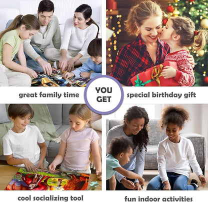 QUOKKA 100 Piece Puzzles for Kids Ages 4-6 – 3 Floor Puzzles for Toddlers 3-5 – Toy for Learning Pirates & Constructions & Animals for 6-8 yo – Jigsaw Toddler Game for Boy and Girl