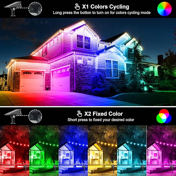 T-SUNUS Christmas Solar Spot Lights Color Outdoor, Solar Powered Halloween Landscape Spotlights IP65 Waterproof 2-in-1 Landscaping Wall Light for Flag Yard Garden Driveway Porch Walkway Pool Patio