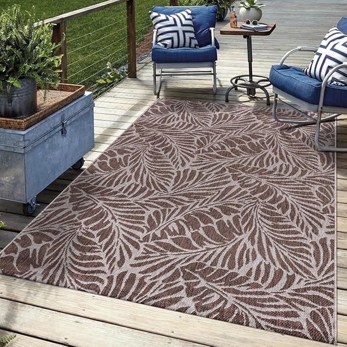 Keen Home Design Terrace Outdoor Area Rug - 5x8 Washable Indoor/Outdoor Rug for Patio, Kitchen, Balcony, Beach, Garden, Deck and Porch, Size: 5'3"x7'7"