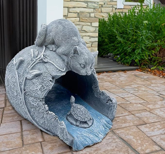 Teaeeno Cat Statues Decor Gutter Downspout Extension Decorative, Animal Statue Outdoor Decor, 3"×4" Rain Gutter Downspout Splash Block, Garden Splash Block Outdoor Sculpture, Rain Downspout Diverter