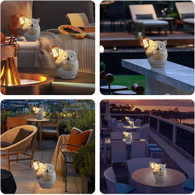 pearlstar Owl Garden Outdoor Statue, Solar Figurines Bulb LED Lights, Outdoor Garden Lawn Decorations for Porch Patio Yard Lawn, Unique Gifts for Friends and Family