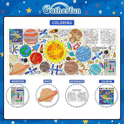 Giant Coloring Poster for Classroom Wall - Versatile 31.5 x 72 Inches Outer Space Activity Poster/Table Cover,School Parties, Outer Space Birthday Party and Special Events Decoration