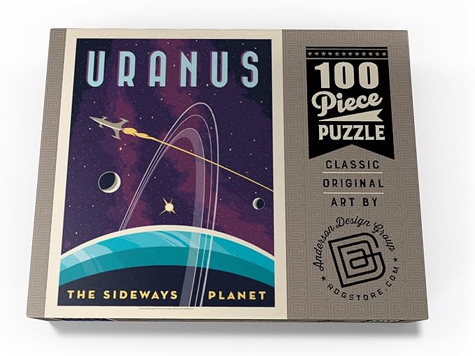 MyPuzzle Uranus: The Sideways Planet, Vintage Poster - Premium 100 Piece Jigsaw Puzzle for Adults