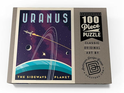 MyPuzzle Uranus: The Sideways Planet, Vintage Poster - Premium 100 Piece Jigsaw Puzzle for Adults