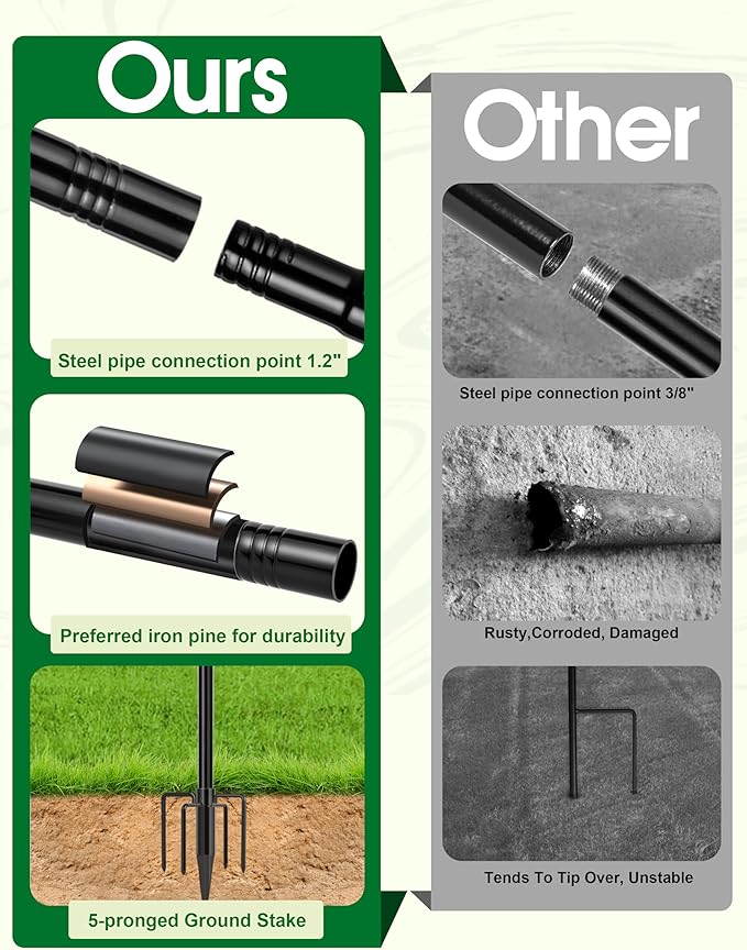 XDW-GIFTS Garden Flag Stand, Sturdy 2-Pack Flag Pole Holder with Shepherd Hook for Yard Decorations Outdoor Garden Flag Holder for 14''x20'' Flags 45 in Heavy Duty Yard Flag Post Stake (Without Flag)