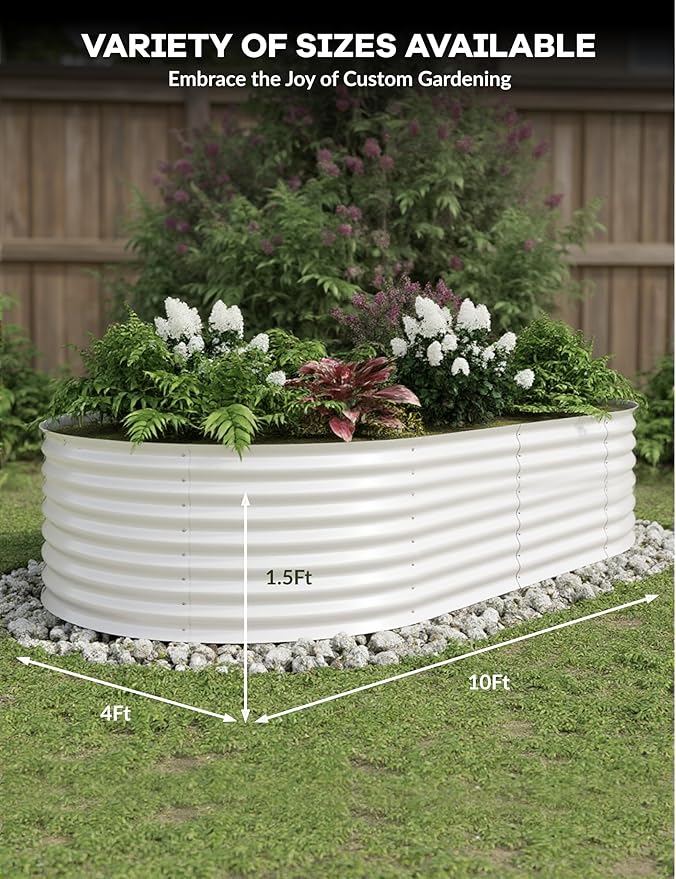 2 Pcs Raised Garden Beds Outdoor 10x4x1.5ft - Galvanized Steel Planter Box for Vegetables, Flowers, Rust-Resistant Garden Box, Easy Assembly Raised Beds, Durable Planters for Outdoor Plants, Beige