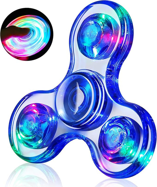Fidget Spinner for Kids Adults, Light up Sensory Fidget Toys for Kids 4-8-12, Classroom Prizes LED Glow in The Dark Hand Spinner for ADHD Autism Boys Girls 3-5 Christmas Stocking Stuffers Gifts