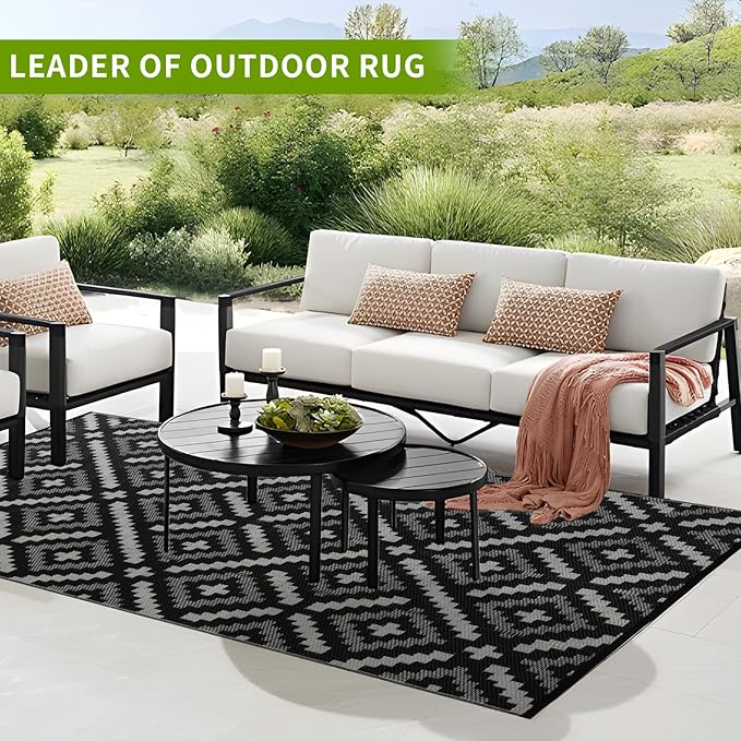 Outdoor Rug 5x8 ft Waterproof, Reversible Outdoor Plastic Straw Rug for Patios Clearance, Outdoor Area Rug Carpet RV Mat for Camping Backyard Deck Porch