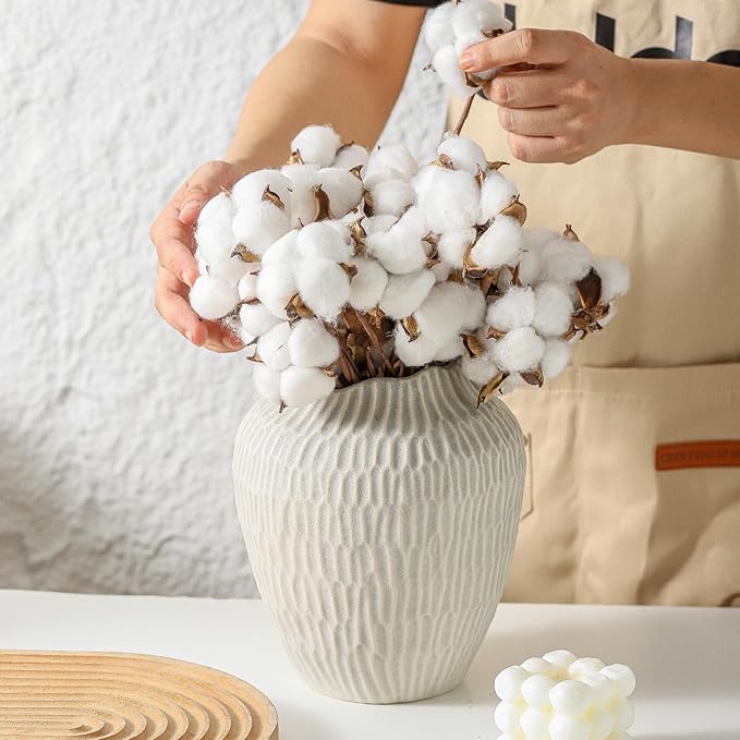 Ceramic Vase for Home Decor,7.8 Inch Flower Vase，Decorative Grey Vases for Pampas Grass，Modern Art Texture for Home Entryway Living Room Dining Table Farmhouse Office Decor-Grey.