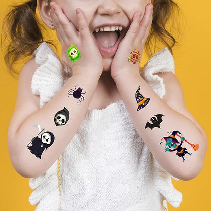 Halloween Temporary Tattoos for Kids - 120 Pieces Halloween Trick or Treat Fake Tattoos Stickers for Boys and Girls,Halloween Party Favors for kids Assorted Goodies Tattoos Goody Bag Stuffers