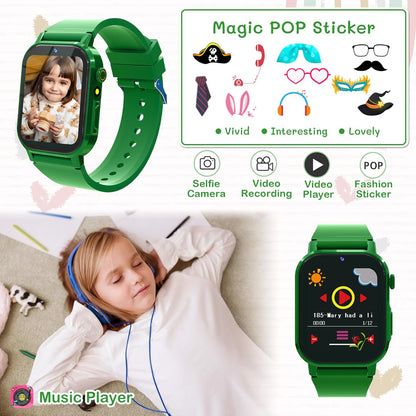 Kids Smart Watch with 32 Games Toys for Ages 5-12 Watch for Kids with HD Touch Screen Video Camera Music Player Pedometer Learn Cards Audiobook, 10 9 8 7 6 5 Year Old Girls Boys Birthday Gifts
