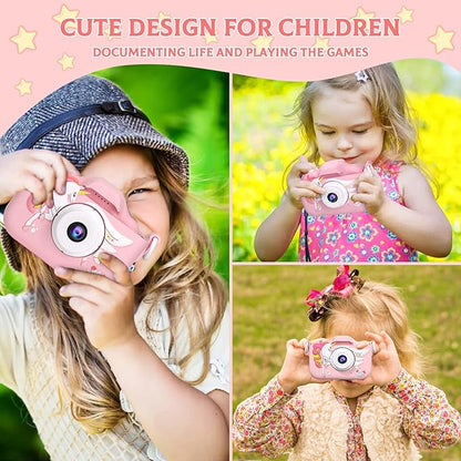 Kids Camera Toys for 3 4 5 6 7 8 9 10 11 12 Years Old Boys/Girls, Kids Digital Camera for Toddler with Video, Birthday Festival for Kids, Selfie Camera for Child, 32GB TF Card