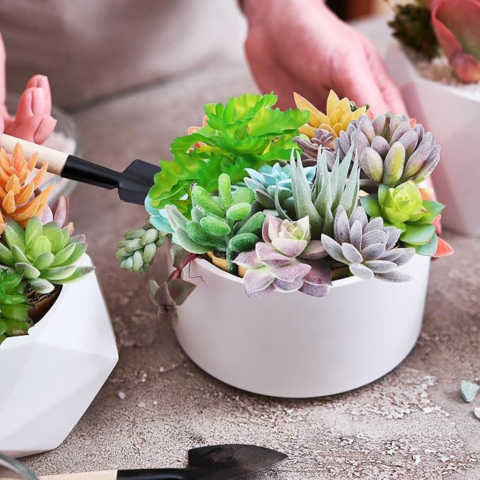 Tigeen 120 Pcs Artificial Plastic Succulents Realistic Textured Assorted Decorative Fake Faux Succulents Unpotted for Lotus Landscape Garden Arrangement