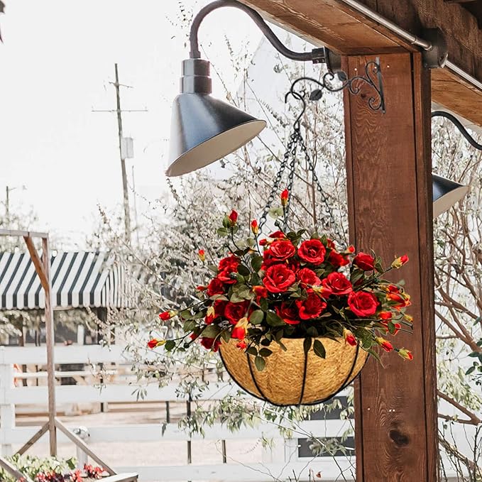 ZeeDix 3 Pack 10 Inch Metal Round Hanging Planter Basket with Coconut Liners Replacement, Hanging planters Baskets with Natural Coco Liner for Outdoor Indoor Planters Flowers Vegetables