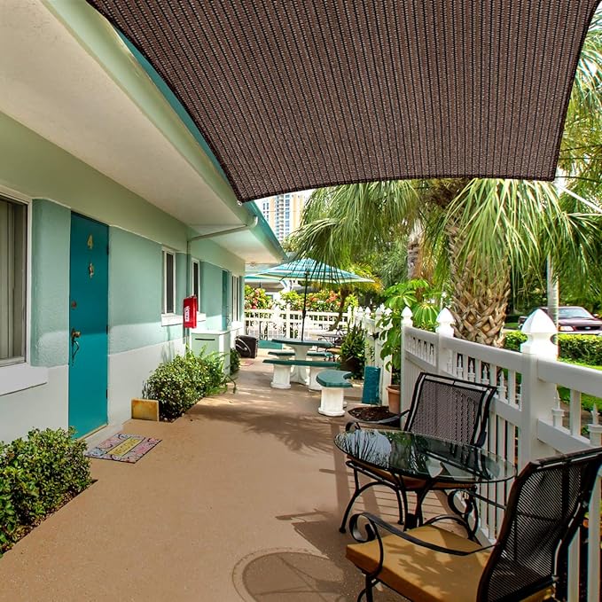 Eden's Decor Straight Flat-Edged Sun Shade Sail Rectangular 16' x 21' Brown UV-Blocking Outdoor Canopy Fabric Cloth Awning for Pergola Patio Garden Backyard Custom Size