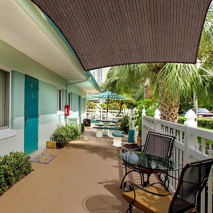 Eden's Decor Straight Flat-Edged Sun Shade Sail Rectangular 11' x 20' Brown UV-Blocking Outdoor Canopy Fabric Cloth Awning for Pergola Patio Garden Backyard Custom Size