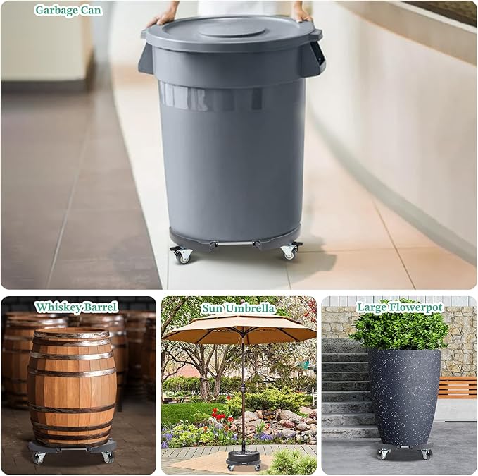 W B D WEIBIDA 2 Pack Plant Caddy with Wheels Heavy Duty Rolling Plant Stand Plant Roller Base for Large Planter Indoor Outdoor Round Dolly Cart with Casters