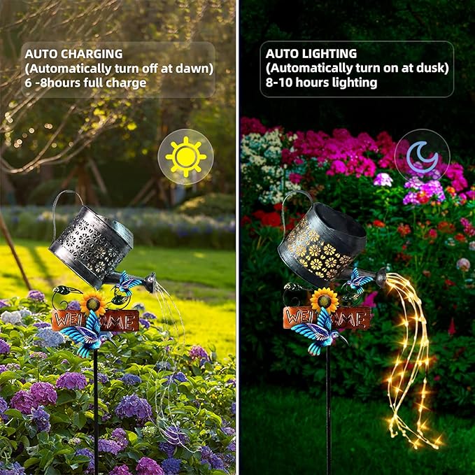 Solar Watering Can Lights, 1 Pack Outdoor Solar Lantern Decorative, Solar Outdoor Lights Watering Can Lantern for Balcony Garden Courtyard Patio Yard Lawn Patio Walkway Party Decorations