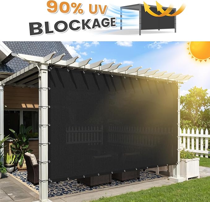 VICLLAX Shade Fabric Sun Shade Cloth Privacy Screen with Grommets for Patio Garden Pergola Cover Canopy Carport 12x20 FT, Graphite