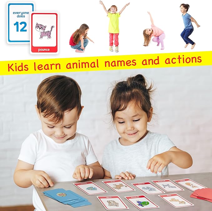Animal Movement Cards, Exercise Cards for Kids - Play Fun Animal Matching Game - Snap, Memory, Matching & Go Fish. Movement Flash Cards for Home, Recess, & School Physical Education Equipment