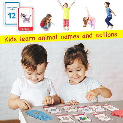 Animal Movement Cards, Exercise Cards for Kids - Play Fun Animal Matching Game - Snap, Memory, Matching & Go Fish. Movement Flash Cards for Home, Recess, & School Physical Education Equipment