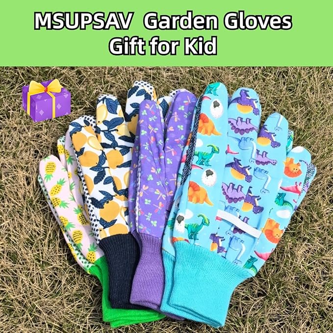 Kids Gardening and Garden Gloves for Toddler,Children's Yard Work Glove,Gift,Cute Pattern,Age3-8