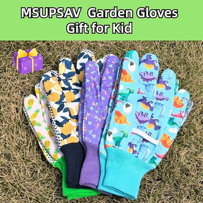 Kids Gardening and Garden Gloves for Toddler,Children's Yard Work Glove,Gift,Cute Pattern,Age3-8