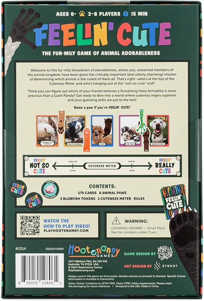 Hootenanny Games Feelin’ Cute Family Party Game | Determine Which Animals are Cutest | Perfect for Family Game Night | 2-8 Players, Ages 6+