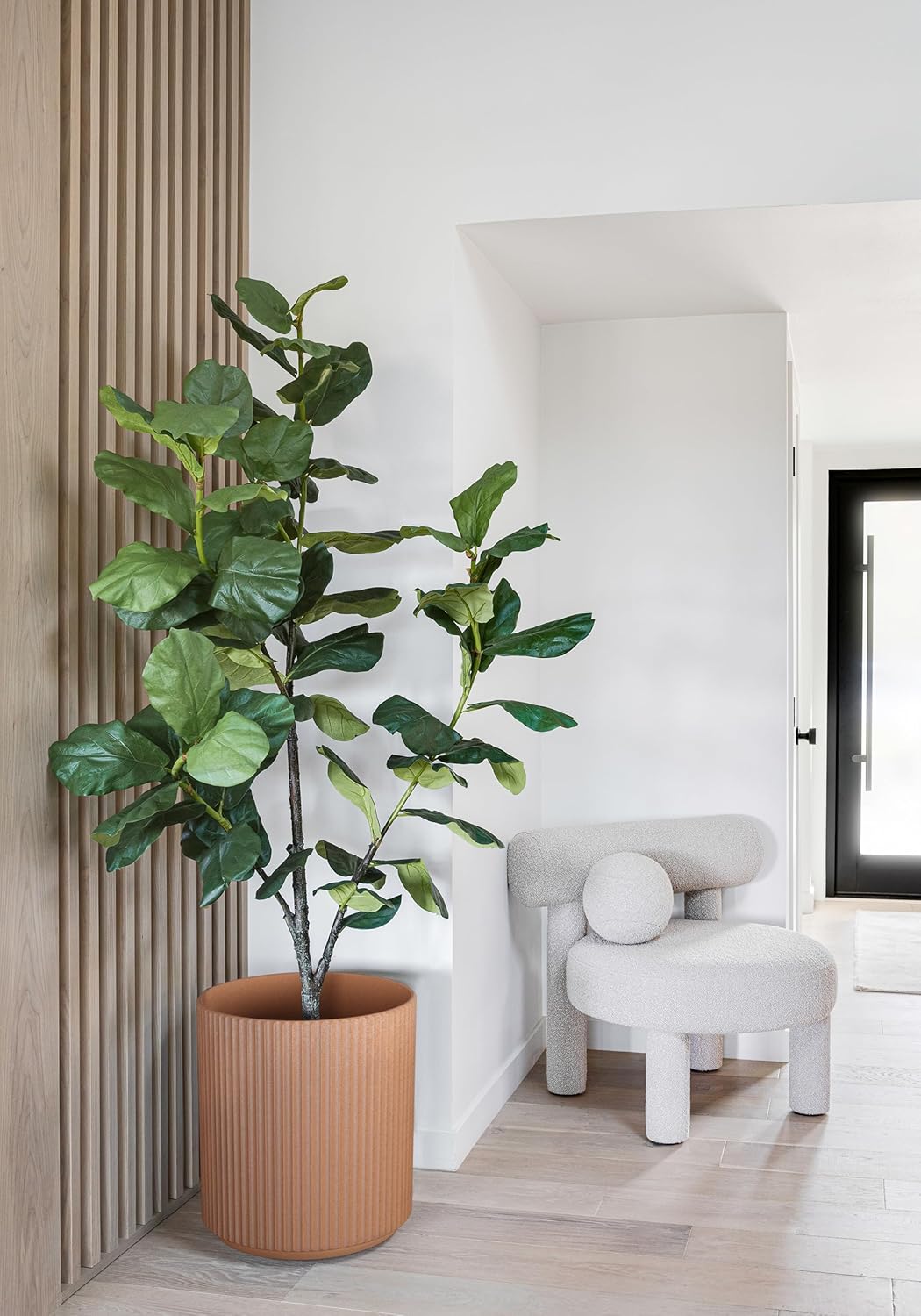 Veradek Demi Series Round Planter for Porch, Patio, Backyard | Durable Plastic-Stone Composite Material | Modern Décor for Tall Plants, Flowers