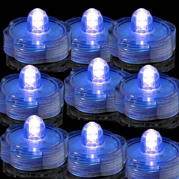 Bright LED Floral Tea Light Submersible Lights for Party Wedding (Blue, 60 Pack)