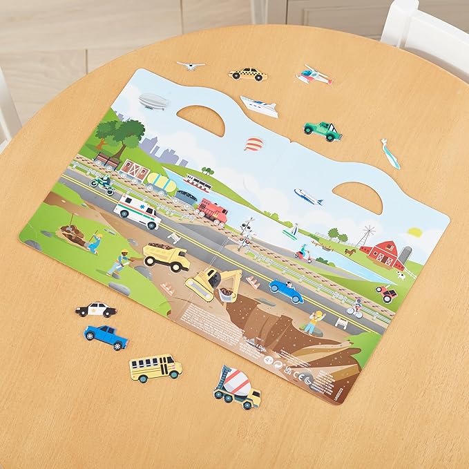 Melissa & Doug Vehicles Puffy Sticker Play Set Travel Toy with Double-Sided Background, 32 Reusable Puffy Stickers