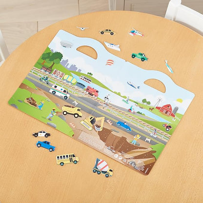 Melissa & Doug Vehicles Puffy Sticker Play Set Travel Toy with Double-Sided Background, 32 Reusable Puffy Stickers