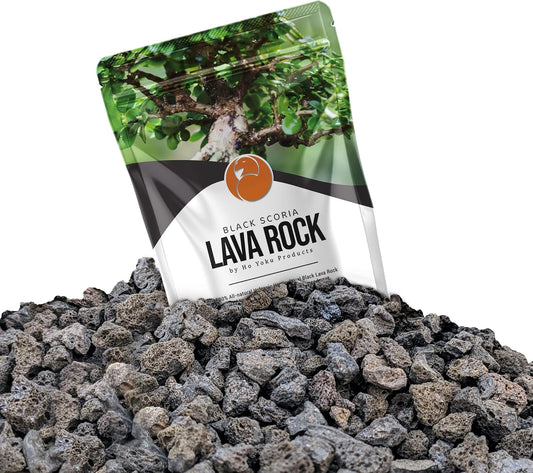 Ho Yoku Black Lava Rock - Premium Soil Additive for Bonsai Plants, Succulents, Cacti, Houseplants - Decorative and Water Retaining Uses - Can Mix with Other Soil Aggregates - 2.25 Quarts
