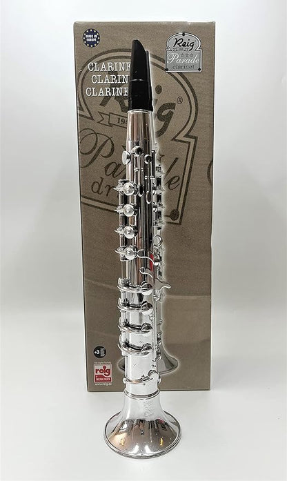 My First Toy Clarinet for Kids in Silver Finish with Standard Keys is a Great Learning Kid Toy Instrument and Teaching Tool for Children Ages 3+ BPA Free.