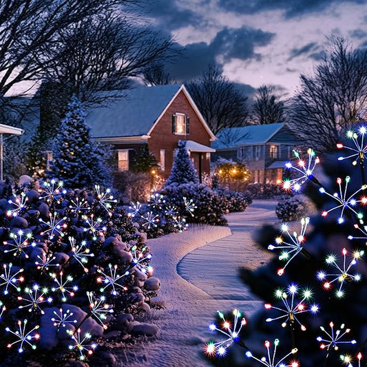 Solar Garden Decor Lights Outdoor, Solar Powered Lights Waterproof for Yard Patio Porch Flowerbed, Fairy Gardening Supplies Gifts Firwork(6 Pack Multi-Colored)