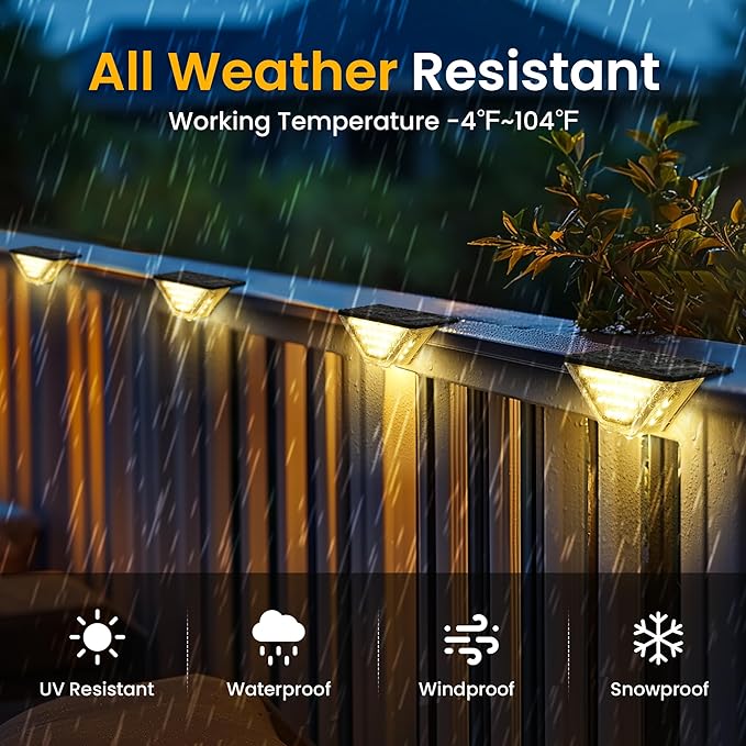SOLPEX Solar Step Lights Outdoor,Solar Stair Lights for Outside,Two-Sided Step Lights with 33 LEDs,Waterproof IP65 for Garden,Fence,Deck,Steps,Stair,Porch（6 Pack,Warm White）