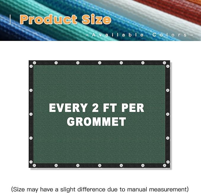 VICLLAX Shade Fabric Sun Shade Cloth with Every 2 FT Grommets for Patio Garden Pergola Cover Canopy 7x18 FT, Dark Green