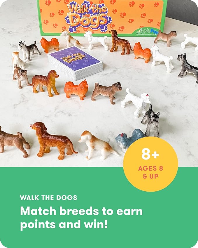 SimplyFun Walk The Dogs Math Game - One of The Most Fun Games for Kids Ages 8 and Up - Play to Practice Counting & Sorting- 2 to 5 Players