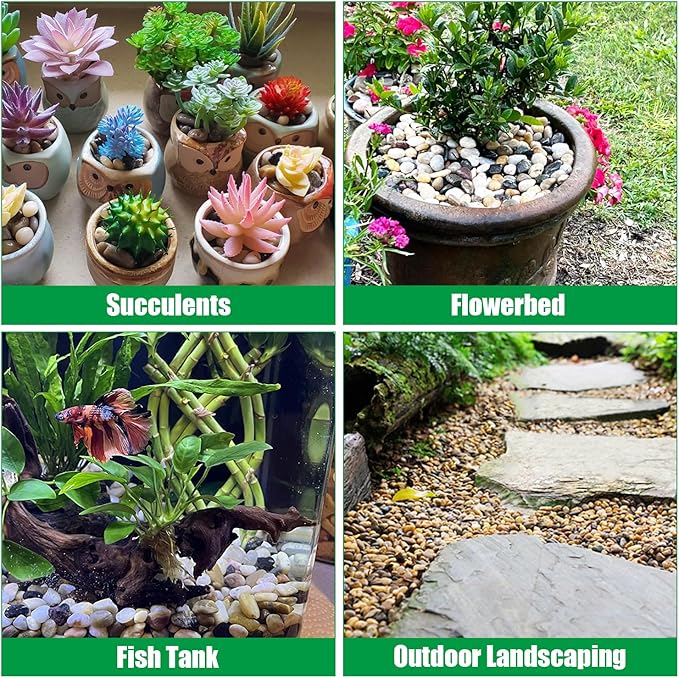 Rocks for Plants 5 Lbs, 0.8-1.5 Inch High Polished Pebbels, Decorative Stones for Garden Landscaping, Smooth Gravel Filler for Outdoor Plants, Succulents, Fish Tank and Vases