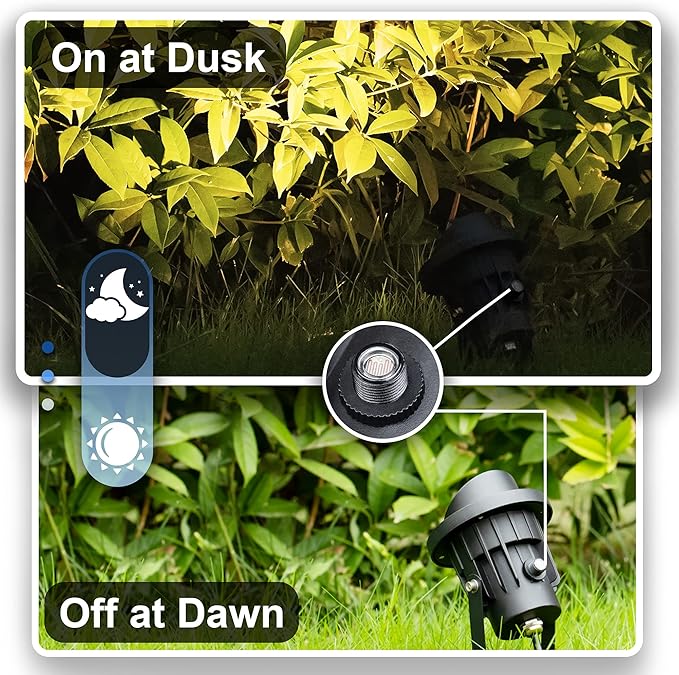 SUNVIE 20W Outdoor Landscape Spotlights 120V Waterproof Dusk to Dawn Spot Lights Outdoor 3000K LED Spotlight with Photocell Sensor Landscape Lighting for Yard Flag Tree Garden Decor 6 FT US 3-Plug in