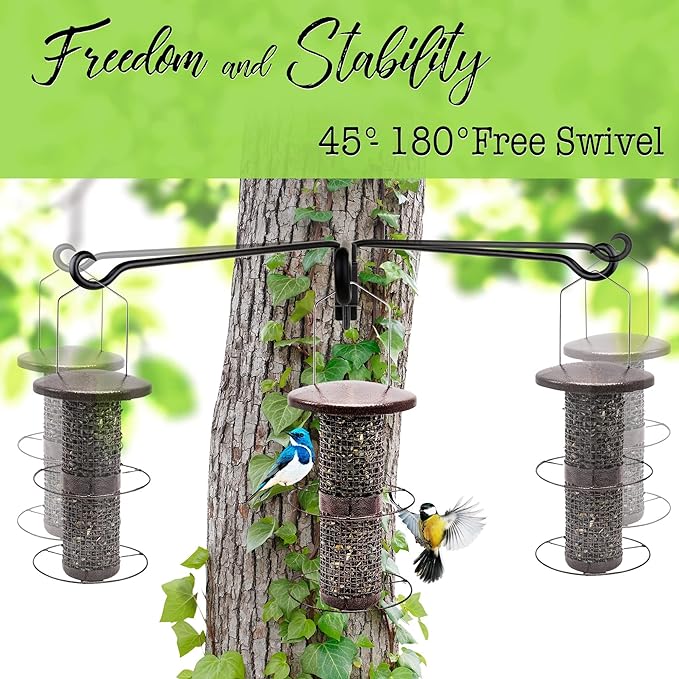 Qiang Ni Swivel Plant Hanger Bracket: Bird Feeder Hanger for Outdoor Wall Mount (12 - B, 12 Inch)