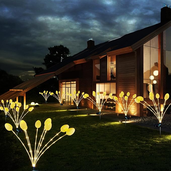 WBao Solar Easter Decorations Outdoor, 4 Packs Easter Egg Pathway Lights with Stainless Steel Stakes, 2 Modes, Waterproof, Growing Stem Easter Egg Lights for Garden Patio Yard Easter Décor, WarmWhite