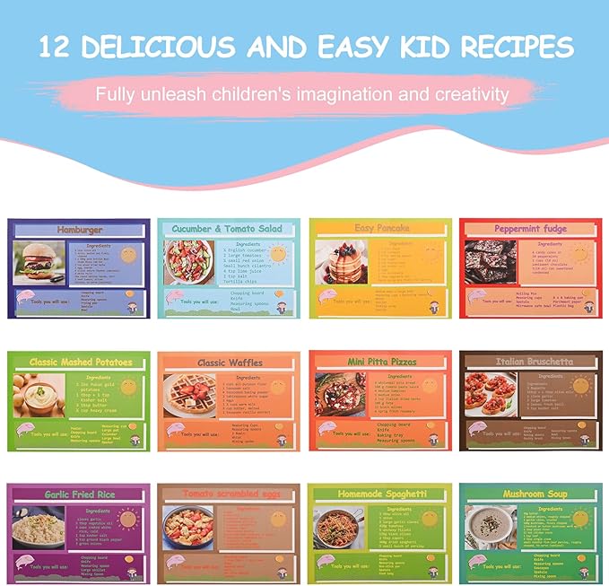 Kids Cooking and Baking Set with Storage Case Real Cooking Supplies with Cookbook Knives Apron Chef Hat Kids Cooking Utensils for Girls Boys